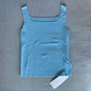 SECCHIC Sky Blue Knit Square Neck Tank Top